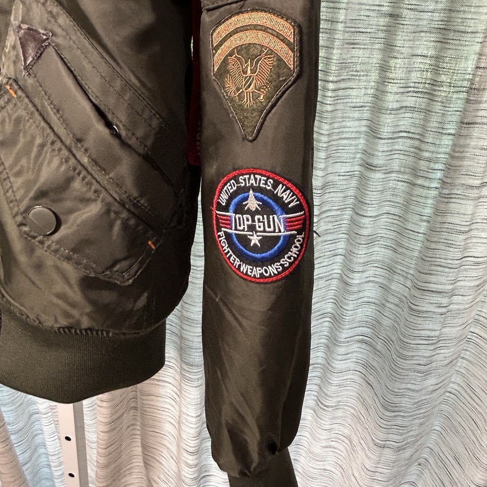 Top Gun Air Crew MJK151031 Pilot Jacket Lt Large Patches 4-Pocket Zip Nylon - Picture 10 of 14